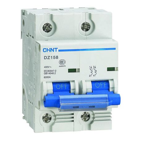 Выключатель автоматический двухполюсный DZ158-125H 2P 80A 10kA х-ка (8-12In) (R) | 158092 CHINT
