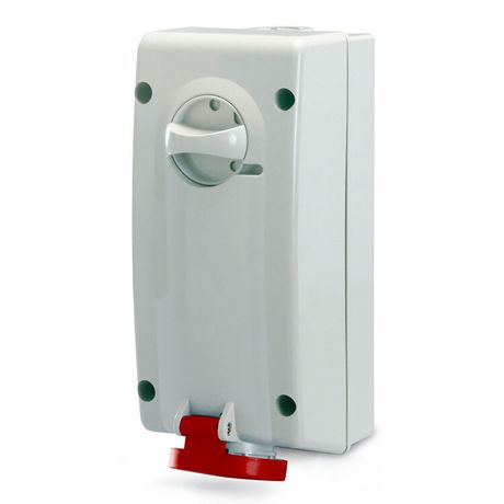 Розетка наружной установки IP44 16А 3P+E+N 400В с механической блокировкой и боковым расположением разъема - DIS5601687 ДКС