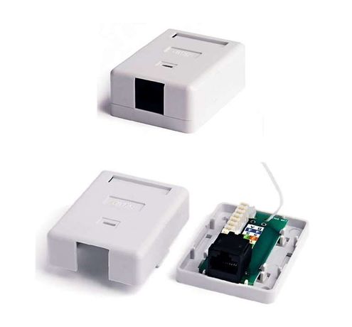 Розетка компьютерная SB2-1-8P8C-C5e-WH RJ-45(8P8C), категория 5e, одинарная, внешняя, Dual IDC | 27472 Hyperline