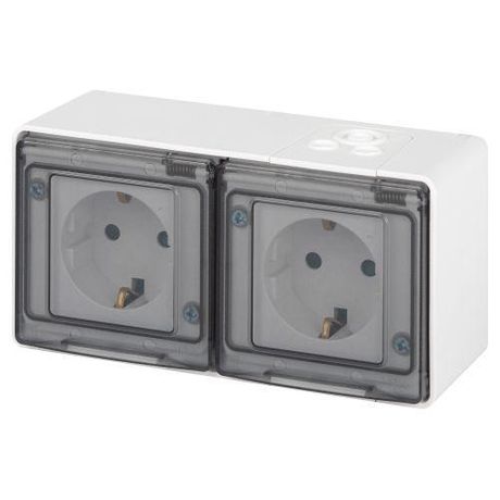 Розетка однофазная наружная (открытой установки) с заземлением со шторками белый 16А 250В IP55 винтовые клеммы 11-2504-01 Эра Эксперт - Б0063262