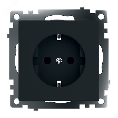 Розетка 1-местная с защитной шторкой с/з (механизм), 250В, 16А, серия Катрин, GLS16-7110-05, черный | 39610 STEKKER FERON