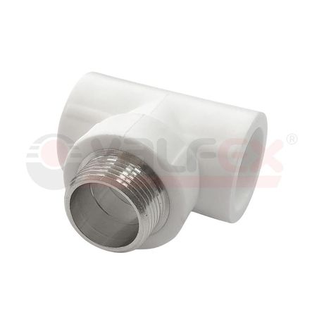Тройник комбинированный 25x1/2' НР полипропиленовый PPR белый - 10128125-PRO VALFEX VALFEX арт. 10128125-PRO