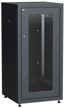 Шкаф сетевой LINEA E 18U 600х600мм стекл. передняя дверь задняя металлическая черн. ITK LE05-18U66-GM IEK