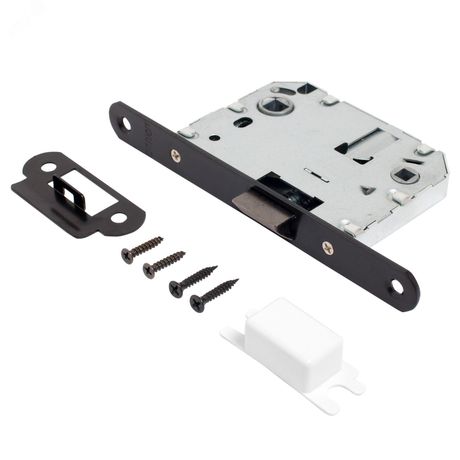 Защёлка Аллюр АРТ L7050R BL матовый черный овальная планка18мм без ручек с фиксатором - 14547 ПТК