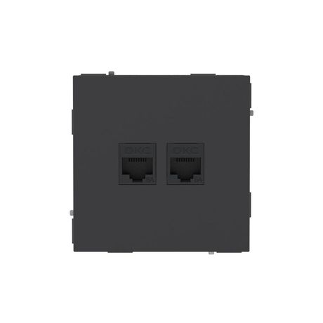 Компьютерная розетка RJ-45 без шторки, кат.6А двойная, KANT, черный уголь - 7012674 ДКС DKC арт. 7012674