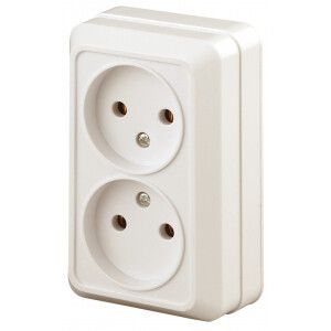 Розетка 2-м ОП Quadro 2-203-02 16А IP20 250В 2х2P сл. кость Intro Б0027653 ЭРА