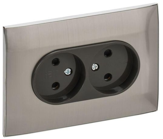 Розетка 2-м SKANDY 10А без заземл. защ. шторки в сборе SK-R09N никель IEK SK-R23-10-K50-F