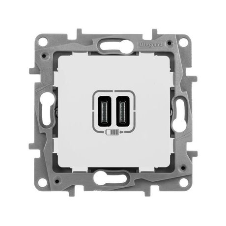Устройство зарядное Etika с двумя USB-разъемами тип C-тип C 240В/5В 3000мА сл. кость Leg 672335 Legrand