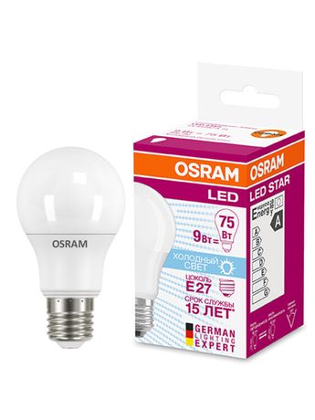 Лампа светодиодная LED STAR Classic A 8, 5W, холодный дневной свет, матовая колба, Е27 LEDSCLA75 5W/840 230VFR E2710X1RU | 4058075086647 Osram
