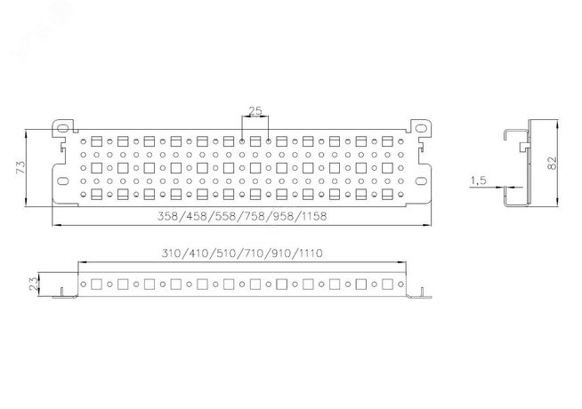 Профиль монтажный 23х73 для шкафов EMS ширина/глубина 500 мм - EMS-PRM-73.23.500 ЦМО