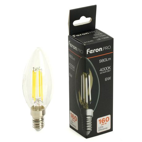 Лампа светодиодная LED 6вт Е14 белый свеча FILAMENT Feron.PRO - LB-1206 51245