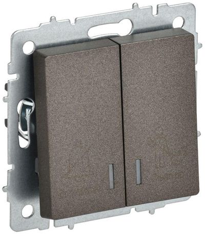Выключатель 2-кл. BRITE 10А ВС10-2-9-БрТБ для отелей с индик. механизм бронза IEK BR-V20-2-10-K45