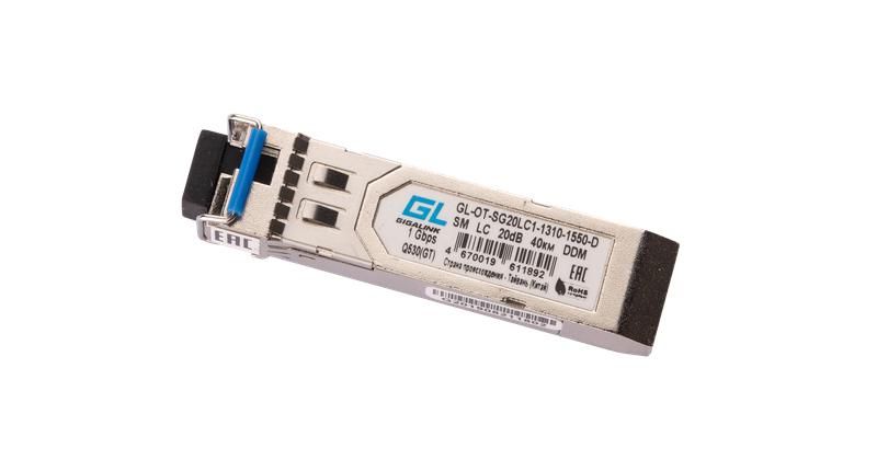 Модуль SFP WDM 1Гбит/с одно волокно SM LC Tx:1310/Rx:1550нм DDM 20дБ до 40км GIGALINK GL-OT-SG20LC1-1310-1550-D