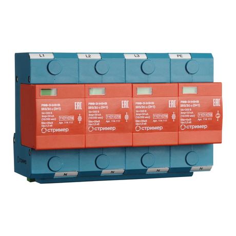 Устройство защиты от импульсных перенапряжений РИФ-Э-I+II+III 385/30 с (3+1) Стример 114111