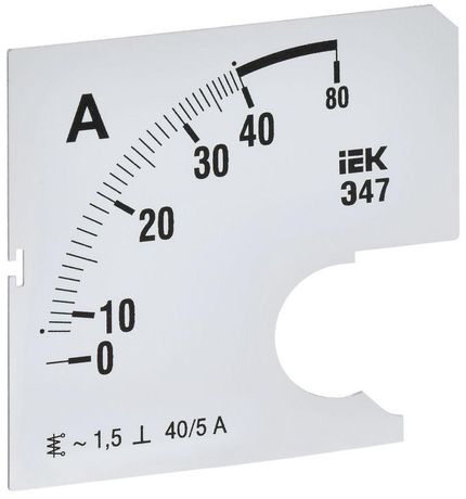 Шкала сменная для амперметра Э47 40/5А класс точности 1,5 72х72мм - IPA10D-SC-0040 IEK
