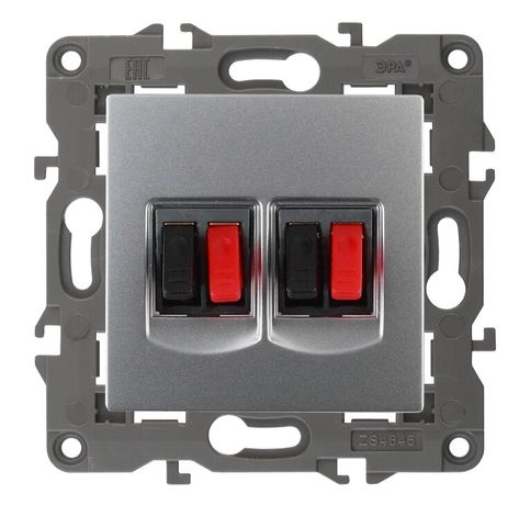 Розетка аудио двойная, Эра Elegance, алюминий, 14-3112-03 - Б0034328