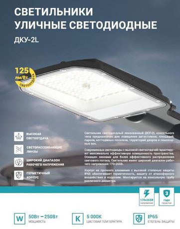 Светильник уличный линзованный светодиодный ДКУ-2L 120Вт 230В 5000К 15000Лм 125лм/Вт 48-70мм IP65 NEOX - 4690612057095