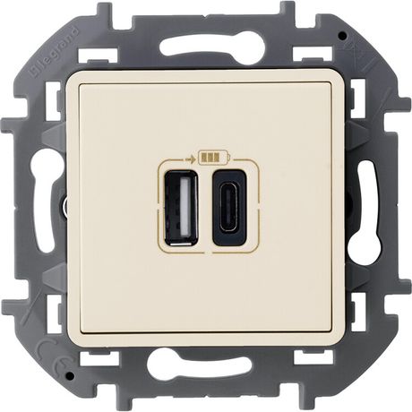 Устройство зарядное Inspiria с 2-мя USB разьемами A и C 240В / 5В 3000мА сл. кость Leg 673761 Legrand