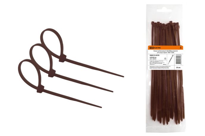 Хомут нейлоновый 4.8х300мм (венге) (25 штук) серия "ЭКО" | SQ0515-0378 TDM