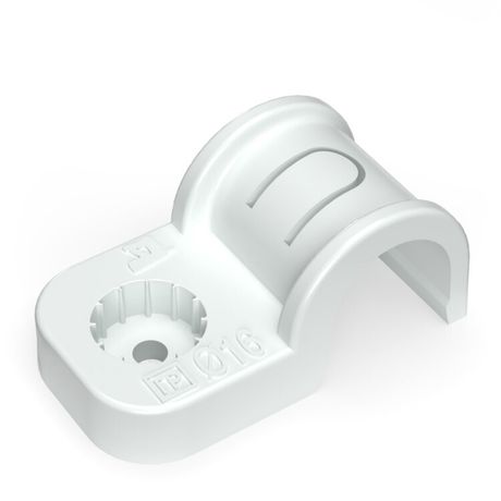 Крепеж-скоба пластиковая односторонняя для прямого монтажа белая в п/э д16 (50шт/750шт уп/кор) | PR13.0376 Промрукав Строитель