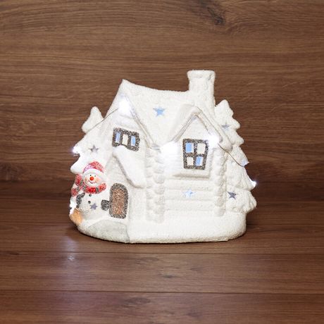 Керамическая домашняя фигурка «Домик со снеговиком» 26.2х9.5х23.3 см - 505-007 NEON-NIGHT