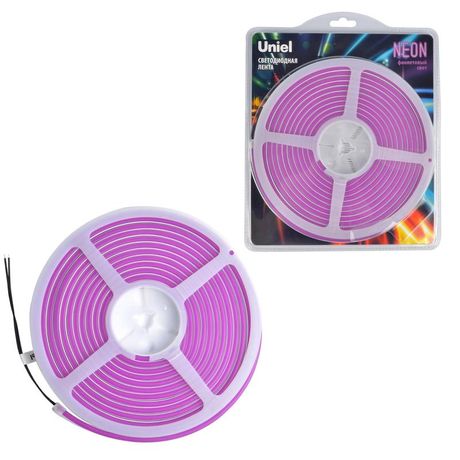 Гибкая светодиодная лента. NEON ULS-N01-2835-120LED/m-6mm-IP67-DC12V-9W/m-5M-PURPLE катушка 5м в блистере фиолетовый свет - UL-00009089 Uniel