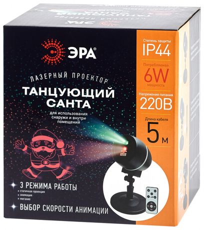 Проектор Laser Танцующий Санта, ENIOP-06 , IP44, 220В (12/180) | Б0047977 ЭРА