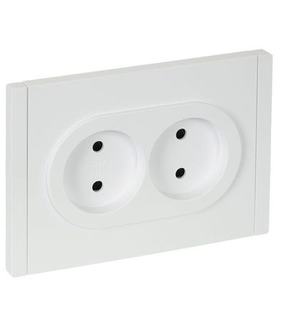 Розетка 2-м СП FORTE&PIANO FP225 10А без заземл. защ. шторки безвинт. крепл. бел. IEK FP-R23-10-1-K01
