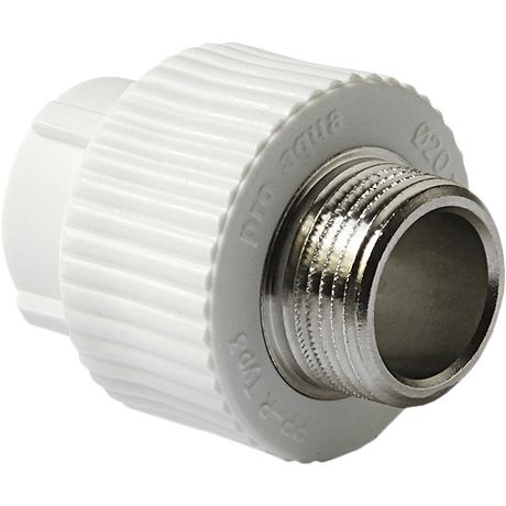 Муфта комбинированная 20 х 3/4' НР полипропиленовая PPR белый - PA23010P PRO AQUA