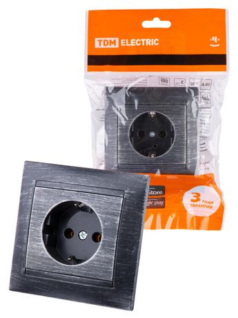 Розетка 2П+З 16А 250В старинное серебро "Лама" | SQ1815-0664 TDM