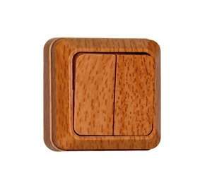 Выключатель Олимп двухклавишный бук - 7946727 Союз