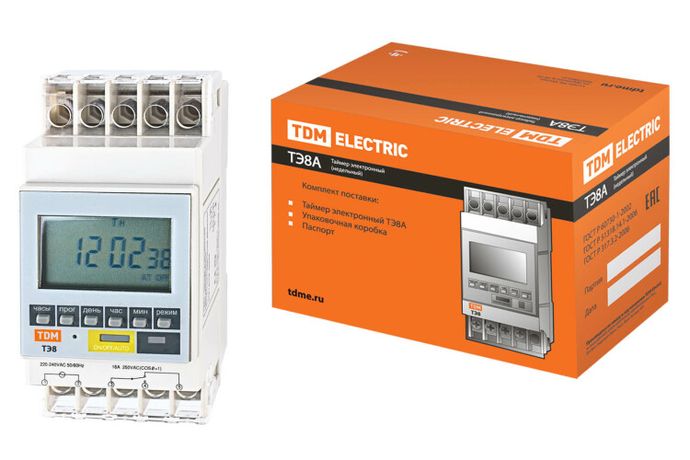 Таймер электронный на DIN-рейку ТЭ8A-1мин/7дн-8on/off-16А-DIN - SQ1503-0002 TDM