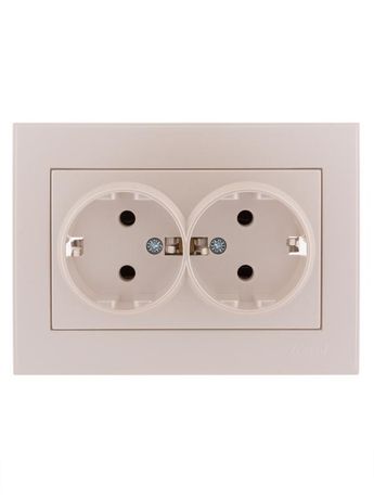 Розетка RAIN двойная с заземлением керамика жемчужно-белый перламутр - 703-3030-127 LEZARD