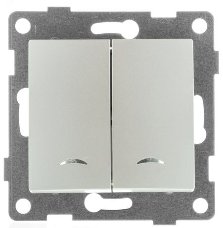 Выключатель двухклавишный Ugra инд, маханизм, 10А, 250В, жемчуг - С11В28-028 GUSI