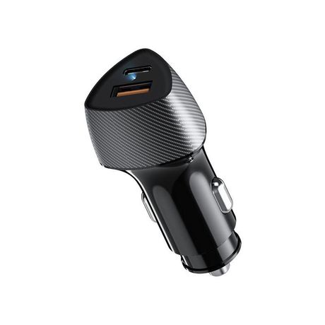 Устройство автомобильное зарядное с двумя портами (USB-A QC 3.0 + USB-C PD) со световой индикацией, 51Вт, черное - 16-0246 MEET