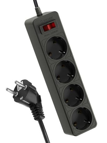 Удлинитель с сетевым фильтром 4х1.5м заземл. 10А IP20 2.2кВт 3х0.75 предохранителем выкл. индикатором сети КОСМОС FKsm1.5m-4g(B)