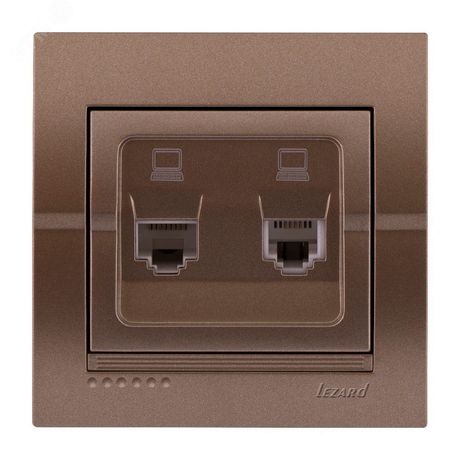 Розетка компьютерная 2-м СП Дери свет. кор. метал. Lezard 702-3131-141