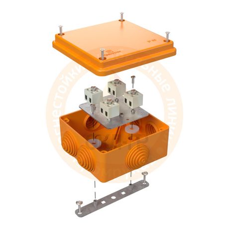 Коробка огнестойкая для о/п 40-0300-FR6.0-4 Е15-Е120 100х100х50 IP55 4p, 6.0 мм.кв.| | Промрукав Строитель