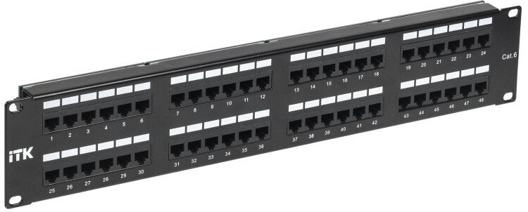 Патч-панель ITK 2 юнита категория 6 UTP 48 портов (Dual) - PP48-2UC6U-D05 IEK