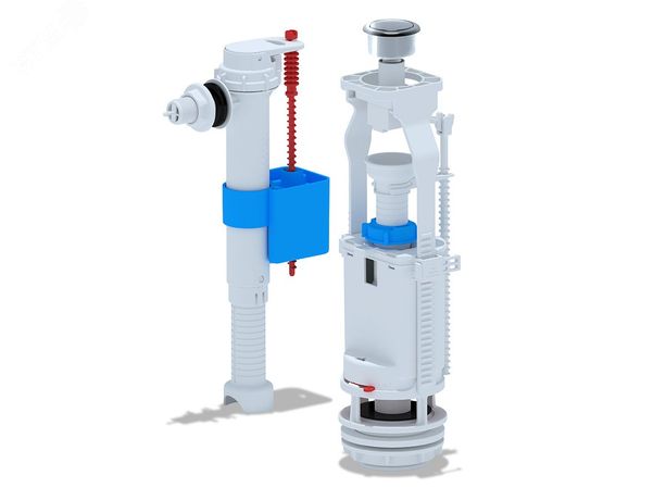 Набор для бачка унитаза с боковой подводкой 1/2'с пластиковым щтуцером кнопка хром - WC8010C АНИ пласт