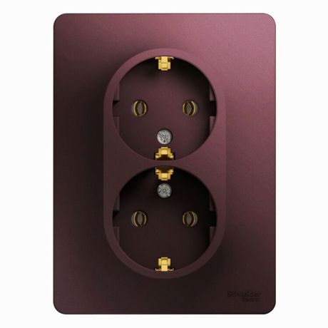 Розетка 2-м СП Glossa 16А IP20 250В с заземл. в сборе баклажан. SE GSL001124 APC