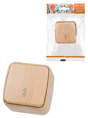 Переключатель на 2 направления 1-кл. открытой установки IP20 10А, сосна "Дача" Народная | SQ1824-0053 TDM