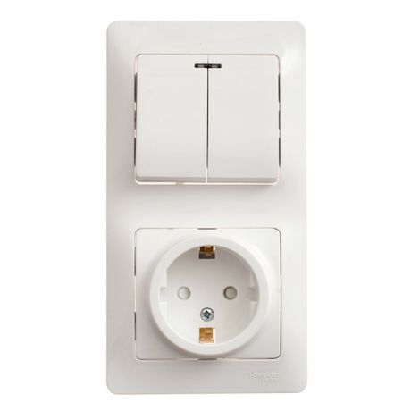 Блок комбинированный Glossa (розетка с заземл. защ. шторки + 2-кл. выкл. подсветкой) бел. SE GSL000175 APC