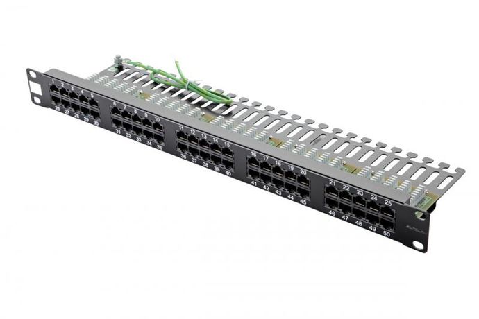 Коммутационная панель 19" моноблочная, категория 3, UTP, 1U, 50 портов, черный, | 27B-U3-50BL Eurolan