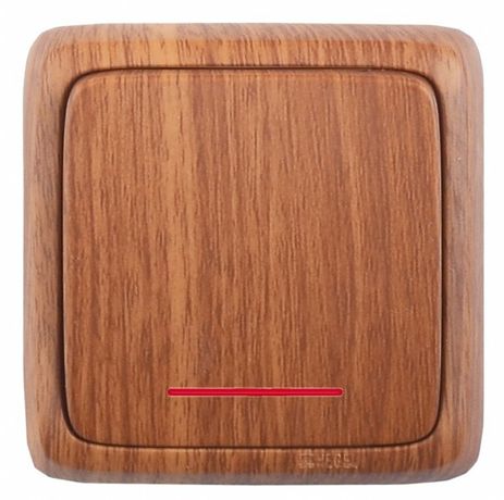 Выключатель одноклавишный наружный с индикацией дуб 16А - ВА16-112-05 HEGEL