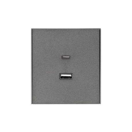 Розетка 2-м СП STRONG 16А IP20 USB-A + Type-C 3А с функцией быстрой зарядки графит Kranz KR-78-0734-6 Kranz арт. KR-78-0734-6
