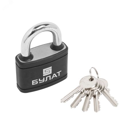 Замок навесной БУЛАТ ВС 365 ПЛ чугунный в пластике 5кл. d=9мм - 14511 ПТК