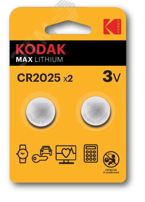 Батарейка Kodak CR2025-2BL MAX Lithium (60/240/43200) - Б0037003