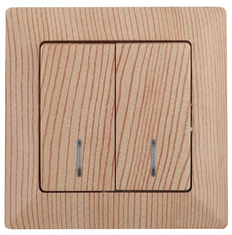 Выключатель двухклавишный скрытого монтажа с подсветкой сосна 10А 250В Intro Solo 4-105-11 - Б0053600 ЭРА