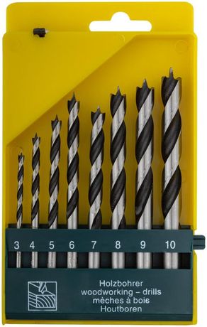 Набор сверл по дереву, CrV Профи, пластиковый бокс, 8 шт (3-4-5-6-7-8-9-10 мм) - 36100 РОС